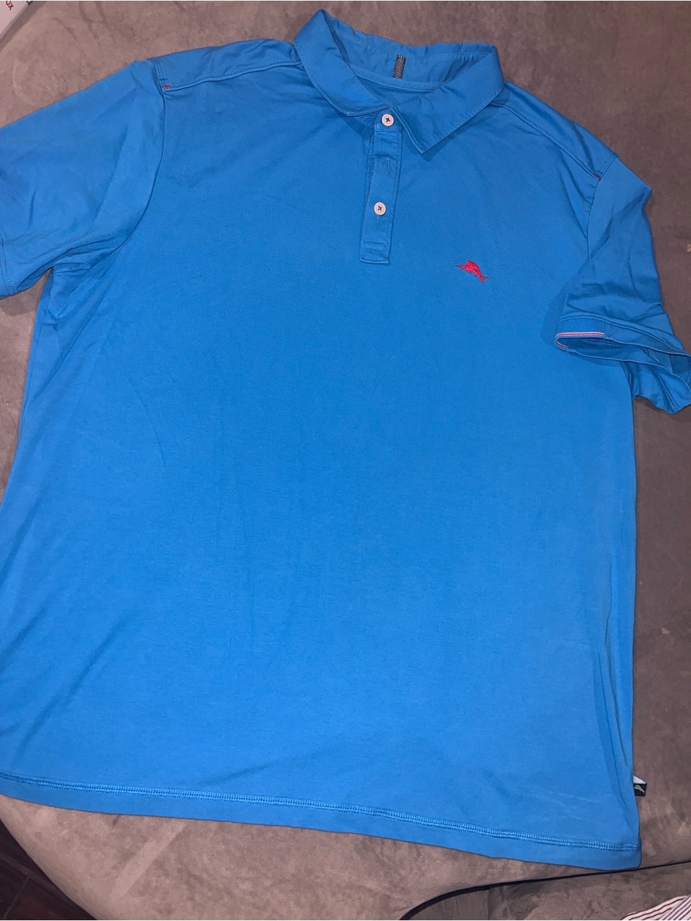Tommy Bahama Bright Blue Polo with Red Embroidered Logo